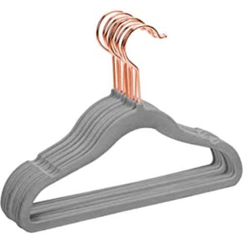 Amazon.com: MIZGI Premium Kids Velvet Hangers (Pack of 50) with Copper/Rose Gold Hooks,Space Saving Ultra Thin,Non Slip Baby Hangers for Children's Skirt Dress Pants,Clothes Hangers by (Gray) : Home & Kitchen