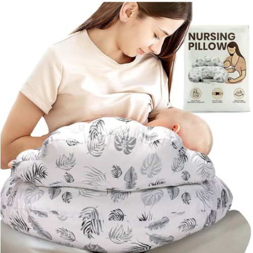 PILLANI Nursing Pillow for Breastfeeding, Breastfeeding Pillows for Mom Support & Baby Comfort, Removable Cotton Cover, w/Adjustable Waist Strap, Newborn Essentials Must Haves, Baby Registry Search… LEAVES