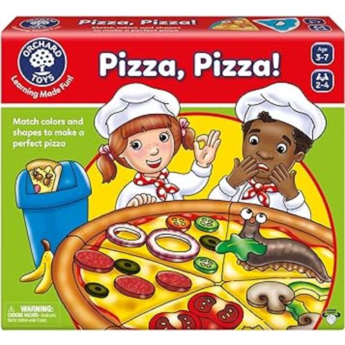 ORCHARD TOYS Moose Games, Pizza! Game. Match Colors and Shapes to Make a Perfect Pizza. for Ages 3-7 and 2-4 Players