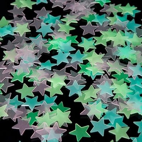 300pcs Colorful Glow in The Dark Stars 3cm Safe Material Luminous Star 3D Glowing Stars Stickersfor Home, Wall, Room, Ceiling Decorations