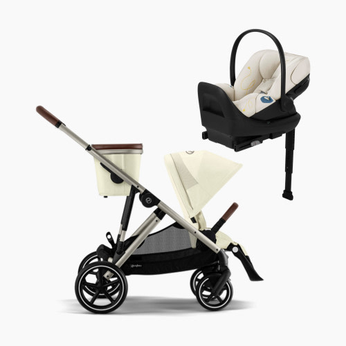 Cybex Gazelle S Single to Double Stroller + Cloud G Lux Travel System - Seashell Beige/Taupe Frame