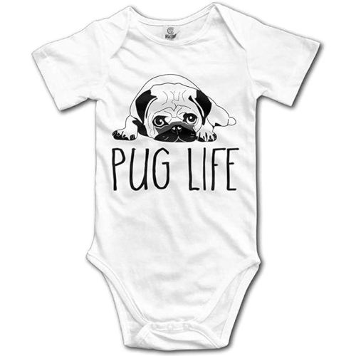 LittleHorn Cute Pug-Life Dog Baby Cartoon Bodysuit Short Sleeve Rompers Jumpsuit Unisex
