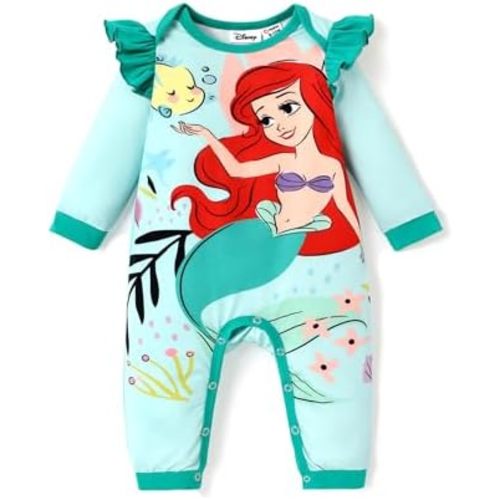 Disney Princess Cinderella Ariel Tiana Minnie Winnie Lion King Baby Girls Boys Ruffle Long Sleeve Romper Newborn to Toddler