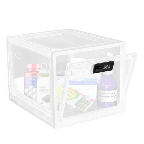 Locbbie Lockable Storage Box, Cell Phone Jail Lock Box for Medicine Safe Home Office, White