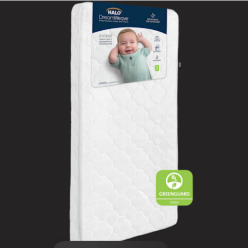 HALO DreamWeave Baby Crib Mattress and Toddler Bed, Breathable, Dual Sided 2-Stage Design, 100% Breathable Mattress, Machine Washable Cover, Hypoallergenic, Non-Toxic Materials, Greenguard Cert.