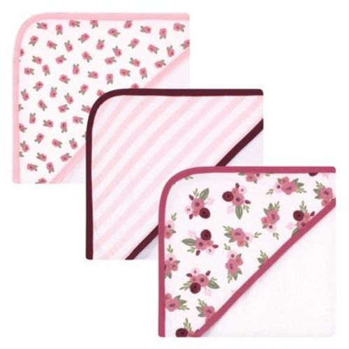 Hudson Baby Infant Girl Cotton Rich Hooded Towels, Warm Floral, One Size