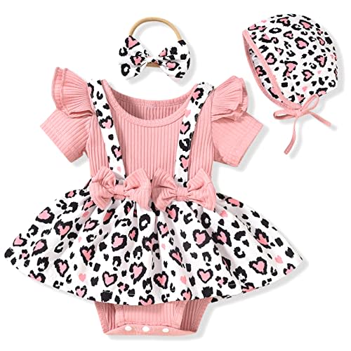 Unutiylo Preemie Newborn Baby Girl Clothes Romper Suspender Dress Summer Outfits Ruffle Short Sleeve Set