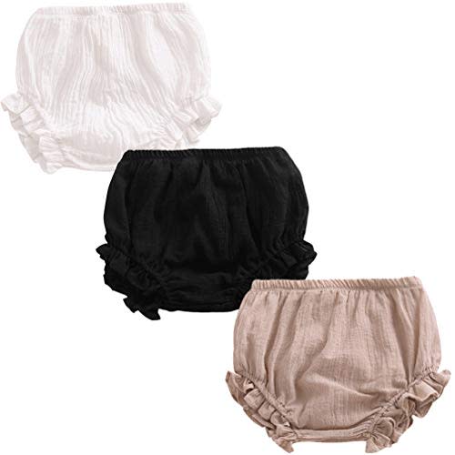 3PC Shorts Set Newborn Baby Girls Boys Pants Cotton Linen Blend Cute Floral Bloomers Triangle Shorts