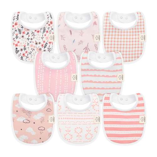 GOTS Certified, 100% Organic Cotton Baby Drool Bibs, Set of 8