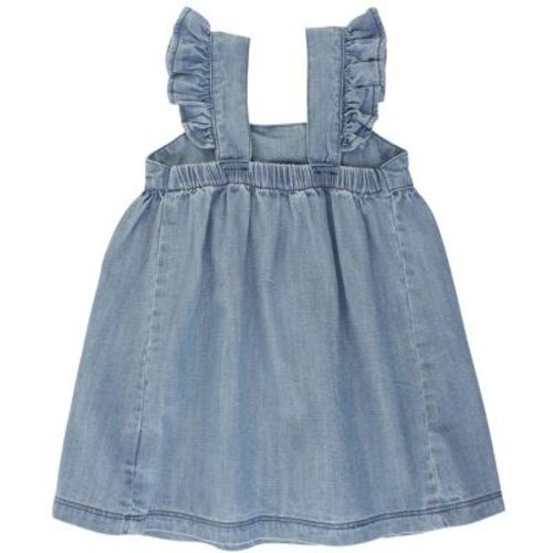 Rufflebutts Flutter Bow Woven Dress - Light Wash Denim, Size: 0-3m