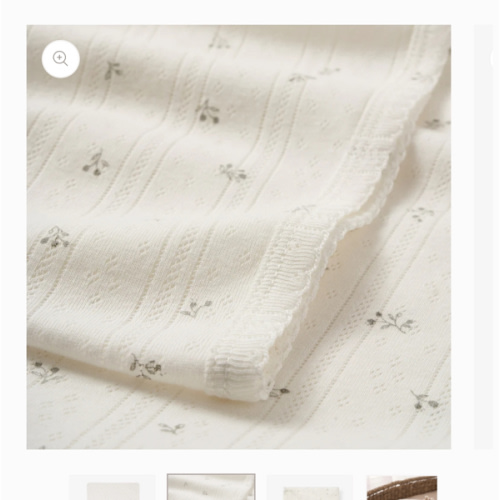 White Floral Organic Cotton Pointelle Baby Blanket