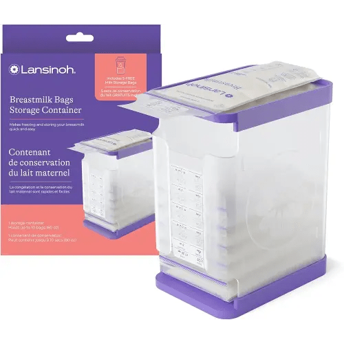 Lansinoh Breastmilk Storage Container with Quick-Freeze Tray, Stores up to 10 Breast Milk Bags, Made Without BPA/BPS, Freeze Bags Vertically and Horizontally, Includes 5 Milk Bags