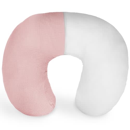 Dormlony Nursing Pillow with Removable Muslin Cover,Nursing Pillows for Breastfeeding,Tummy time and Baby Sitting Support,Pink