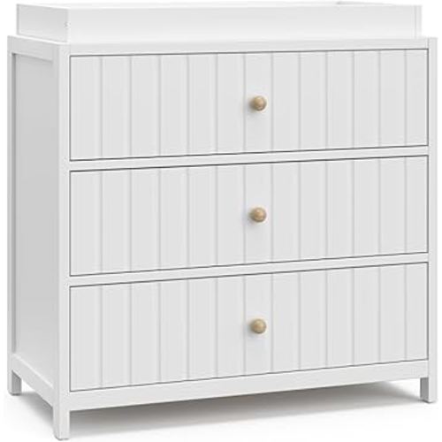 Graco Teddi 3 Drawer Chest with Changing Table Topper (White) – GREENGUARD Gold Certified, Interlocking Drawer System, Pre-Installed Drawer Tracks for Easier Assembly