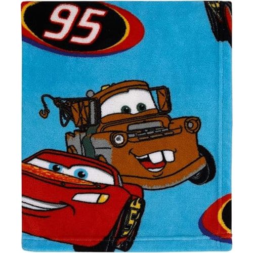Disney Cars Radiator Springs Blue and Red Lightning McQueen and Tow-Mater Super Soft Toddler Blanket