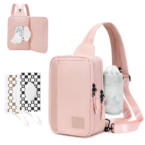 MYHOZEE Sling Bag Crossbody Backpack Purse - 2 in 1 Nylon Cross Body Bag Diaper with Wipes Pouch, Water Bottle Pocket