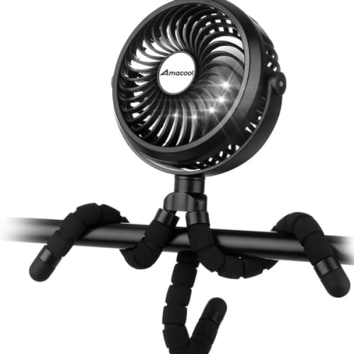 AMACOOL Battery Operated Stroller Fan, Baby Travel Essentials for Beach Disney, Newborn Boy & Girl Showers Gifts Registry Search, Rechargeable Clip On Fan for Car Seat Wagon Crib Bike Treadmill