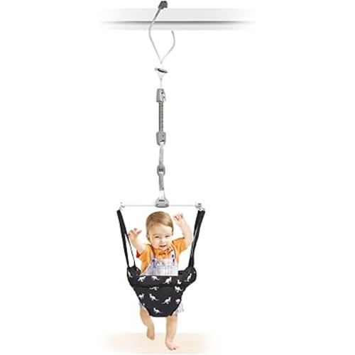 Baby Door Jumper with Adjustable Strap and Seat, Ideal Gift for Infant, Black