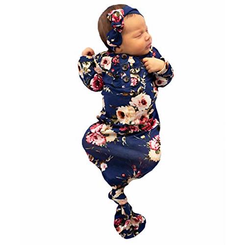 Calsunbaby Newborn Baby Long Sleeve Knotted Floral New Coming Home Outfit Toddler Clothes