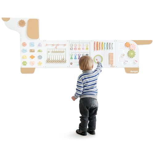 Beright Dog Activity Wall Busy Board Panels, Montessori Sensory Toys, Toddler Learning Activity Center, Perfect for Toddler Playroom & Children's Daycare, White