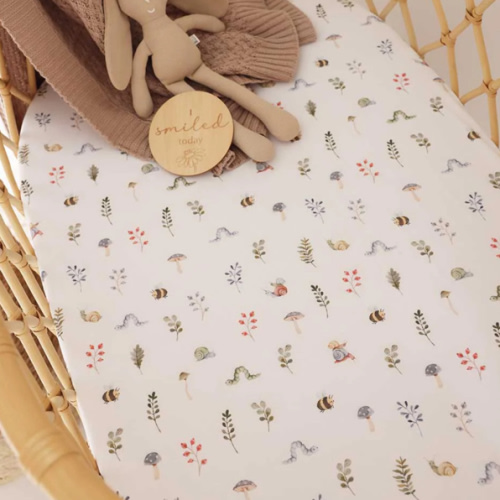 Garden Friends Organic Fitted Bassinet Sheet & Change Pad Cover | Snuggle Hunny