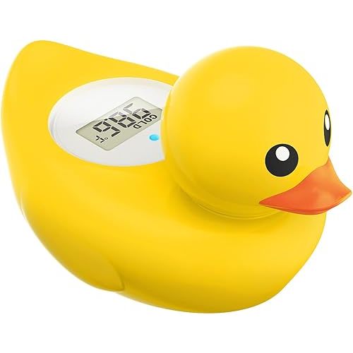 Baby Bath Thermometer Famidoc FDTH-V0-22 Water Temperature Test Floating on Water and Room Digital Bath tub Thermometers Duck Bath Thermometer Baby Safety New Upgraded