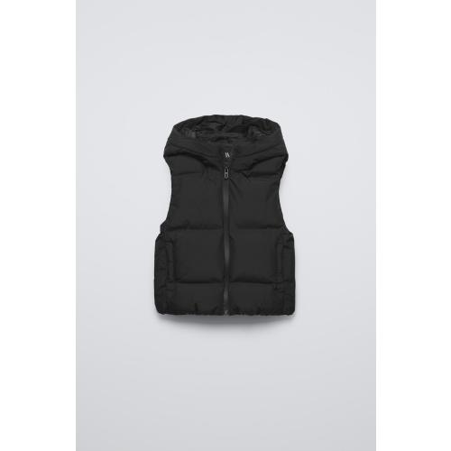 WATER REPELLENT HOODED PADDED VEST - Black | ZARA United States