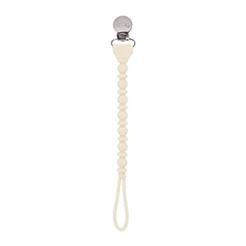 Itzy Ritzy Silicone Pacifier Clip; 100% Silicone Pacifier Strap with Clip Keeps Pacifiers, Teethers & Small Toys in Place; Features One-Piece Design & Silicone Cord, Buttercream