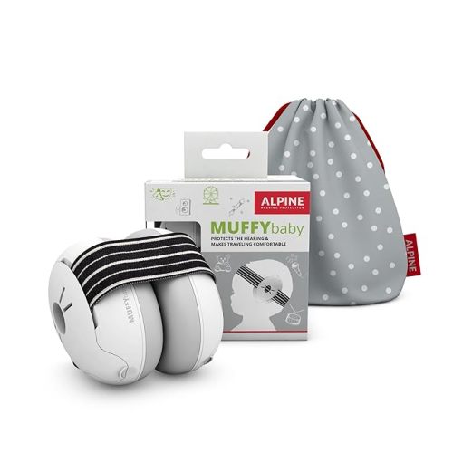 Alpine Muffy Baby Ear Protection for Babies and Toddlers up to 36 Months - CE & ANSI Certified - Noise Reduction Earmuffs - Comfortable Headphones Against Hearing Damage & Improves Sleep - Black