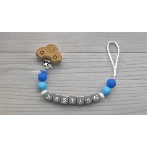 Personalized Pacifier Clip Blue with Car, baby boy, baby shower gift, car, mom-to-be