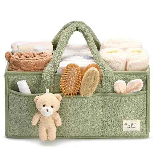 PeraBella Diaper Caddy Organizer for Changing Table, Storage Basket for Wipes, Gift for Baby Shower, Car Organizer, Nursery Organizer, Portable Storage