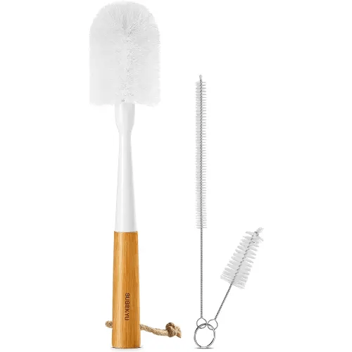 SUBEKYU Bottle Brush, Baby Bottle Brush with Nipple and Straw Cleaner Set  for Cleaning Water Bottle