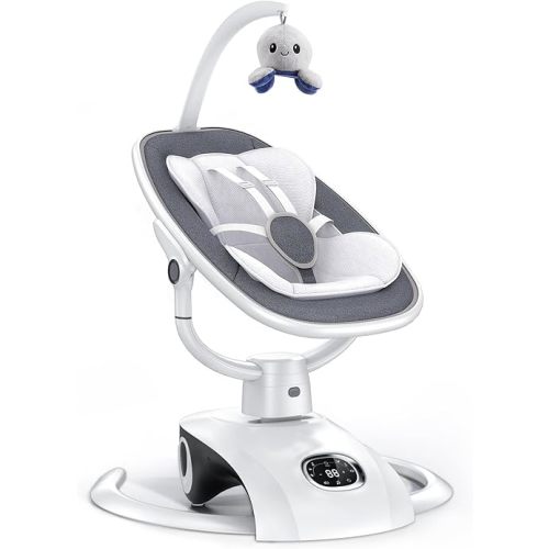 Electric Baby Swing for Infants 6 Motion Automatic Baby Swings Newborn Baby Rockers for Baby Girl & Boy with Remote Control, 5 Speed, 13 Melodies, Light Gray