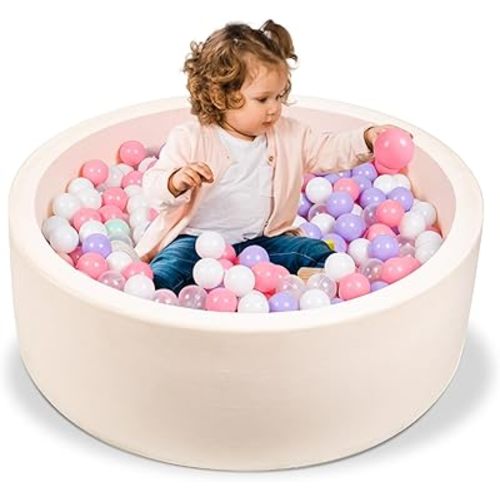 Foam Ball Pit, 35.4"x 11.8" Ball Pits for Toddlers, Soft Round Kiddie Baby Ball Pool for Kids, Ideal Gift for Babies Indoor Outdoor Game, Balls not Included (Off-White)