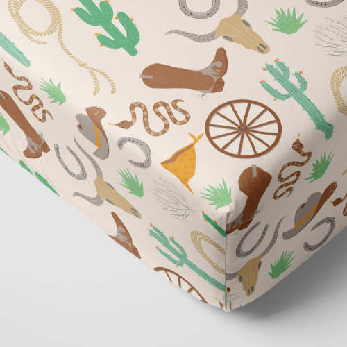 Caramel Ready to Rodeo Fitted Crib Sheet