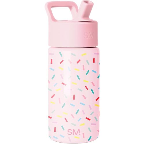 Simple Modern Kids Water Bottle with Straw Lid | 14oz Insulated Stainless Steel Kids Tumbler & Spill Proof Toddler Cup for School, Girls, Boys | Summit | Confetti