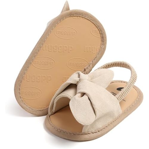 COSANKIM Infant Baby Girls Summer Sandals with Flower Soft Sole Newborn Toddler First Walker Crib Dress Shoes