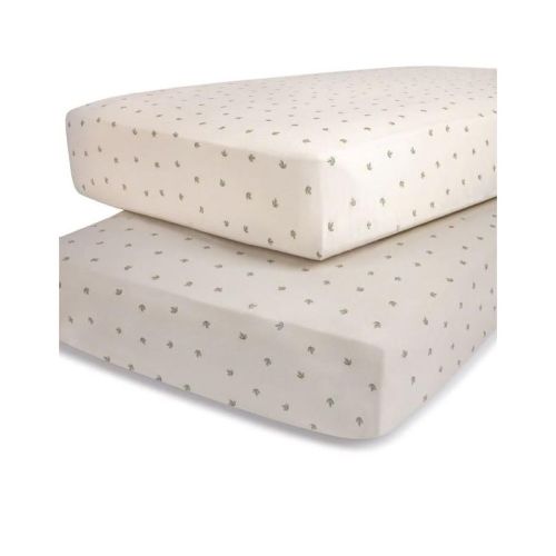 Ely's & Co. Baby Fitted Crib Sheet 100% Combed Jersey Cotton Tan Drawn Star 2 Pack