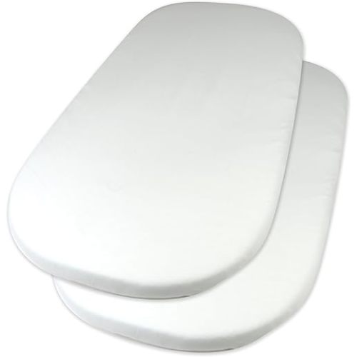 HonestBaby 2-Pack Organic Cotton Fitted Bassinet Sheet, White, One Size