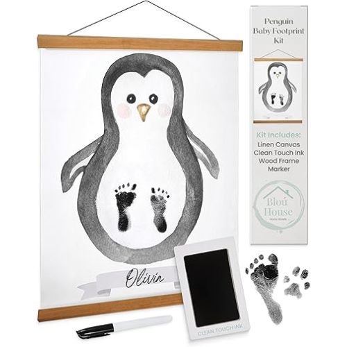 Penguin Baby Footprint Kit - Newborn Footprint Kit Maker for Keepsake, Memories, & Gifts