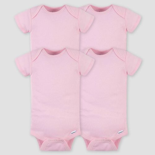 Gerber Baby Girls' 4pk Short Sleeve Onesie - Pink 12M