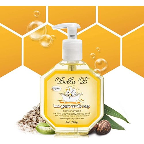 BELLA B Bee Gone Cradle Cap Baby Shampoo 8 oz - Natural Dry Scalp Shampoo - Cradle Cap Shampoo Treatment For Babies - Organic Baby Shampoo - 8 Ounce (Pack of 1) - CC8oz (Pack of 1)