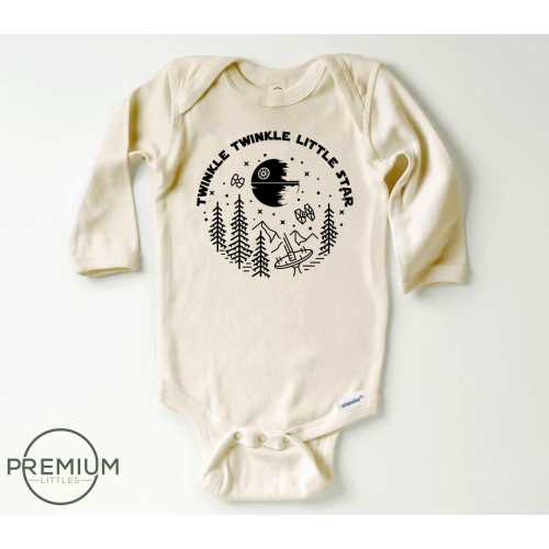 Twinkle Twinkle Little Star Long Sleeve Onesie® | 100% Premium Cotton | Cream Color | Available in SS Onesie® LS Onesie® and Toddler Shirt