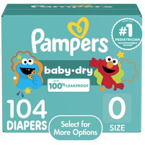 Pampers Baby-Dry Hypoallergenic Newborn Diapers, Leakproof with Wetness Indicator, 104 Count