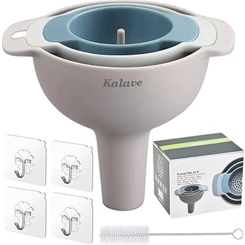 Set of 4 Funnels for Filling Bottles, BPA-Free Food Grade Kitchen Funnels with Detachable Strainer Filter for Kitchen Use Oil, Liquid, Dry Ingredients and Powder