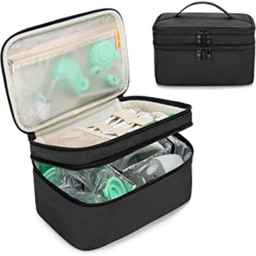 BAFASO Wearable Breast Pump Bag Compatible with Willow and Elvie Breast Pump or Momcozy S12 Pro, Carrying Case for Wearable Breast Pump and Extra Parts, Black