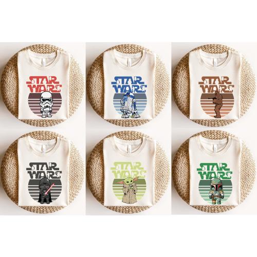 Star Wars Characters Shirt, Star Wars Squad Sweatshirt, Star Wars Family Shirt, R2D2 Shirt Baby Yoda Darth Vader, Star Wars Character Shirt