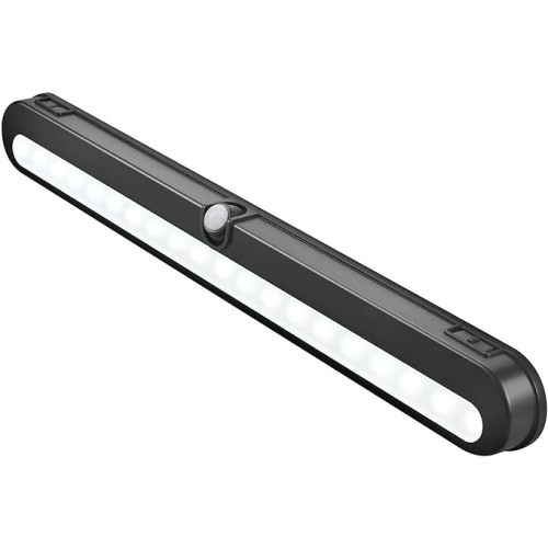 BLS T01LB LED Closet Light Super Bright 20 LED Under Cabinet Lighting Battery Powered / DC Input Wireless Motion Sensing Light, Auto On Off Switch, Motion & Light Sensor, Light Beam Adjustable - Black