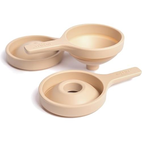 Inspire My Play 3 x Natural Silicone Collapsible Funnels for Kids - Sensory Play Funnel Toys for Kids - Pouring Toys for Toddlers - Food Safe Sensory Bin Tools and Accessories