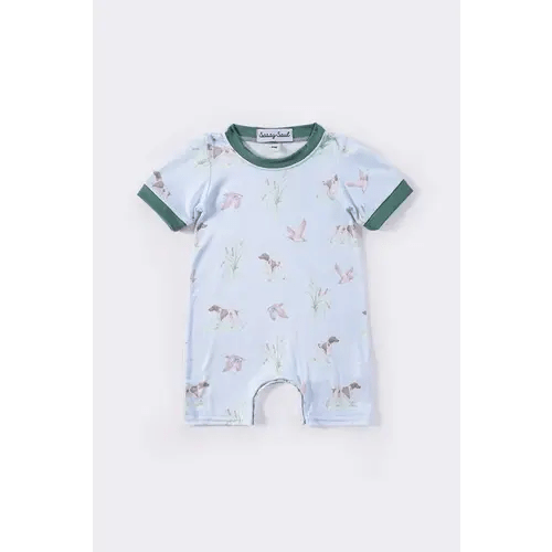 German shorthaired pointer hunting dog with duck boy romper